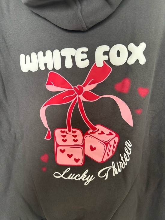 White Fox Boutique Charcoal “Lucky 13 Cheyenne” Hoodie NWT Size XS/S - Picture 5 of 8